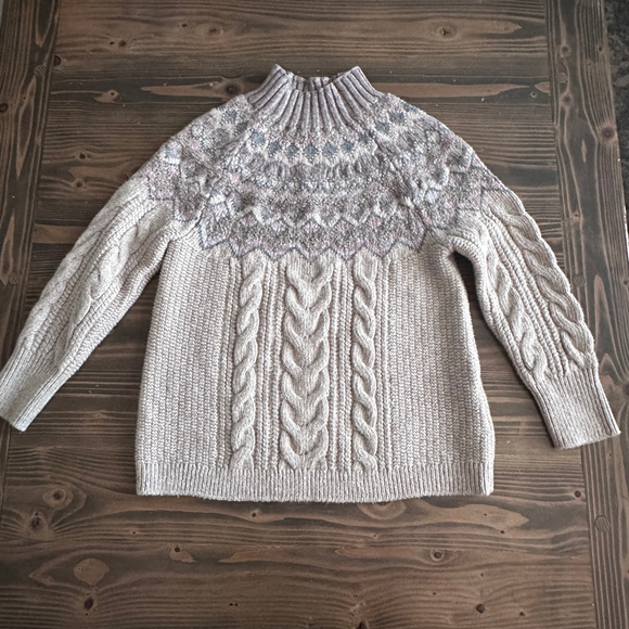 Chico’s 1P Fair Isle Turtleneck Sweater Beige - Picture 3 of 7